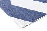 Coastal Indoor Out door Rug Chevron Navy White