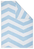 Coastal Indoor Out door Rug Chevron Sky Blue White