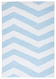 Coastal Indoor Out door Rug Chevron Sky Blue White