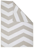 Coastal Indoor Out door Rug Chevron Taupe White