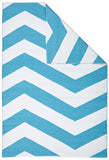 Coastal Indoor Out door Rug Chevron Turquoise White