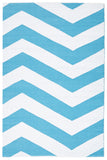 Coastal Indoor Out door Rug Chevron Turquoise White