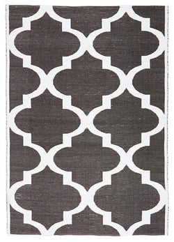 Coastal Indoor Out door Rug Trellis Black White