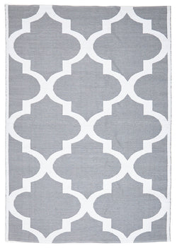 Coastal Indoor Out door Rug Trellis Grey White