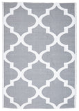 Coastal Indoor Out door Rug Trellis Grey White