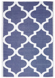 Coastal Indoor Out door Rug Trellis Navy White