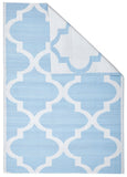 Coastal Indoor Out door Rug Trellis Sky Blue White