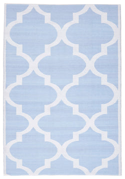 Coastal Indoor Out door Rug Trellis Sky Blue White