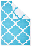 Coastal Indoor Out door Rug Trellis Turquoise White