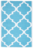 Coastal Indoor Out door Rug Trellis Turquoise White