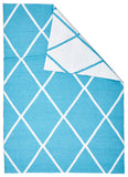 Coastal Indoor Out door Rug Diamond Turquoise White