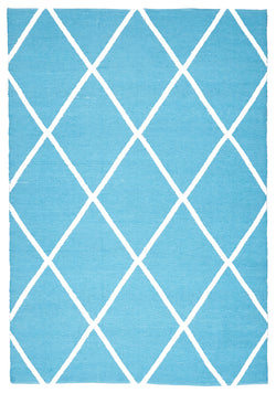 Coastal Indoor Out door Rug Diamond Turquoise White