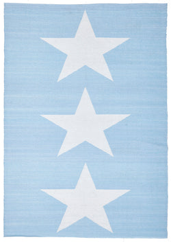 Coastal Indoor Out door Rug Star Sky Blue White