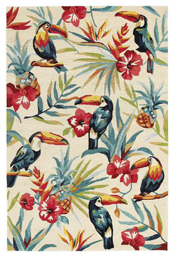 Toucan Tropical Indoor Outdoor Rug Cream