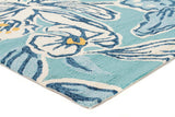 Whimsical Blue Floral Indoor Outdoor Rug