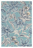 Whimsical Blue Floral Indoor Outdoor Rug