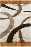 Soft Dense Ivory, Beige, Brown Rings Rug