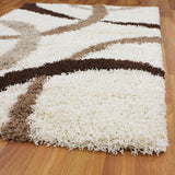 Soft Dense Ivory, Beige, Brown Rings Rug