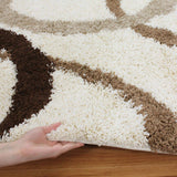 Soft Dense Ivory, Beige, Brown Rings Rug