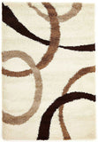 Soft Dense Ivory, Beige, Brown Rings Rug