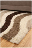 Modern Waves Shag Rug beige, Brown, Taupe