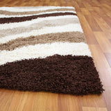 Modern Waves Shag Rug beige, Brown, Taupe