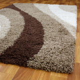 Soft Dense Retro Cream, Beige, Brown Shag Rug