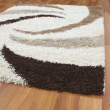 Soft Dense Beige, Brown Cream Swirl Design Rug