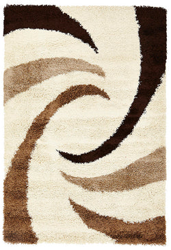 Soft Dense Beige, Brown Cream Swirl Design Rug