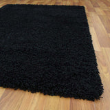 Soft Dense Plain Black Shag Rug