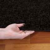 Soft Dense Plain Black Shag Rug