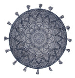 Blueberry Cotton Printed Braided Round Blue Rug