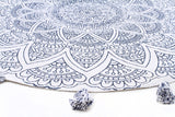 Snowflake Cotton Printed Braided Round White Rug