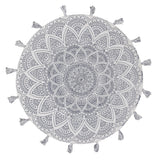 Snowflake Cotton Printed Braided Round White Rug