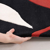 Stunning Leave Design Rug Black Red