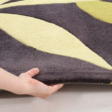 Stunning Leave Design Rug Lime Charcoal