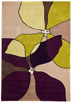 Organic Flower Rug Aubergine, Beige, Green