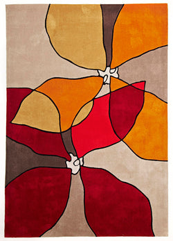 Organic Flower Design Rug Red, Beige, Rust