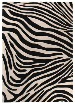 Zebra Deluxe Black And White Rug