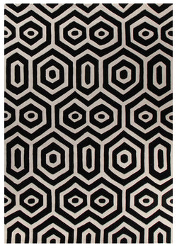 Honey Comb Black Off White Rug