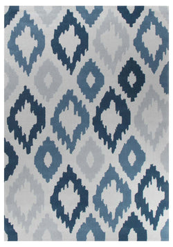 Ikat Diamonds Blue Grey Rug
