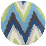 Ikat Chevron Blue Green Rug