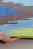 Ikat Chevron Blue Green Rug