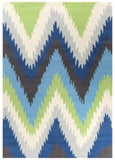 Ikat Chevron Blue Green Rug