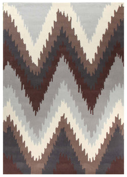Ikat Chevron Beige Brown Rug
