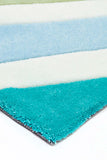 Multi Chevron Rug Light Blue Green