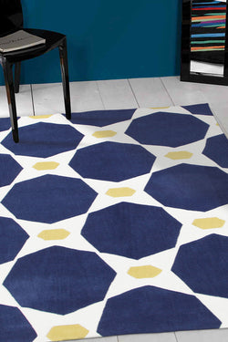 Navy and Yellow Hive Rug