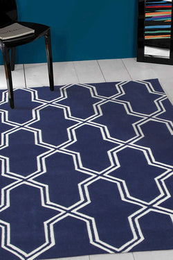 Neo Lattice Design Rug Navy