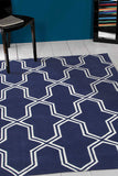 Neo Lattice Design Rug Navy