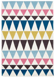 Modern Bunting Design Rug Multi Blue